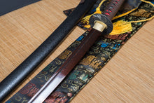 Load image into Gallery viewer, battle ready Full Tang Hand Made Japanese Samurai Sword Forged red Damascus Steel sharpened Katana Sword
